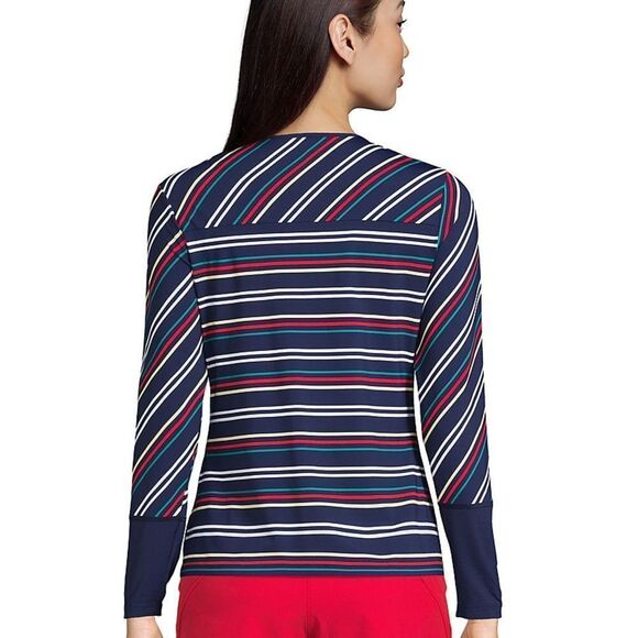 Land’s End size medium long sleeve rashguard navy harbor multi stripe print XL - Picture 3 of 4